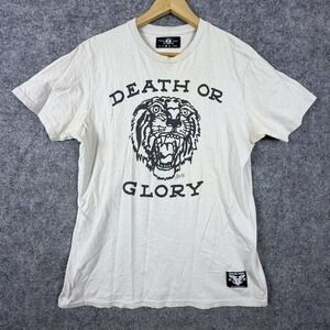 Sailor Jerry Death Or Glory Tiger T-Shirt Mens Large Beige Graphic Cotton Summer